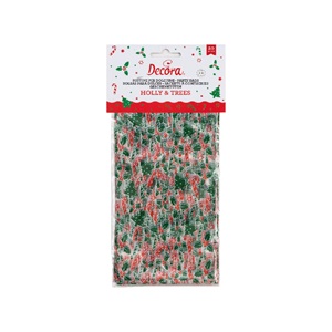 DECORA CELOFÁN TASAK KARÁCSONYI FENYŐFA ÉS CUKORPÁLCIKA 12,5*24 CM 20 DB/CS