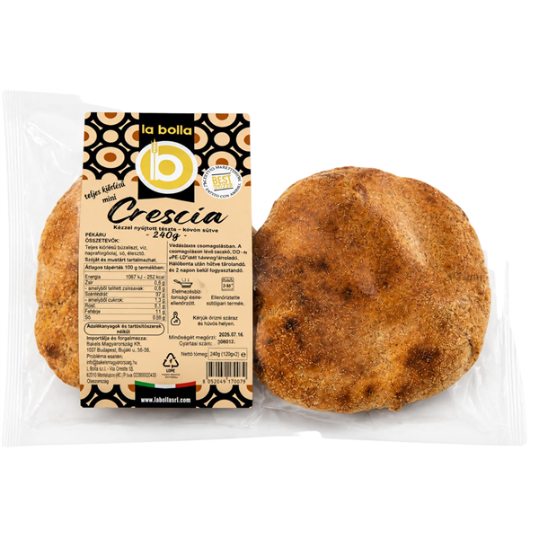 ELŐSÜTÖTT CRESCIA MINI TELJES KIŐRLÉSŰ OLASZ LAPOSKENYÉR 120 G 20 DB/#