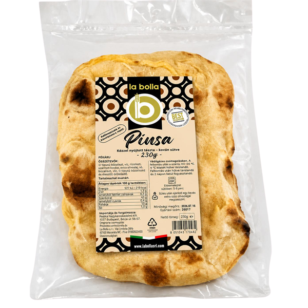 ELŐSÜTÖTT PINSA OLASZ LEPÉNYKENYÉR 230 G 10 DB/#