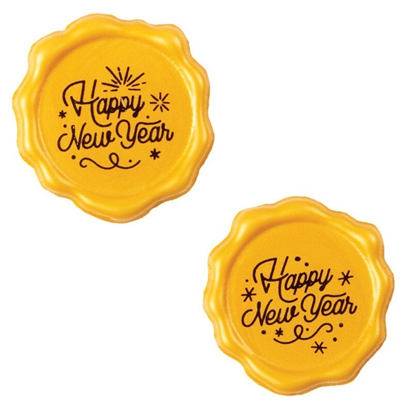 LEMAN FEHÉRCSOKOLÁDÉ PECSÉT HAPPY NEW YEAR 2015448 3,8 CM 120 DB