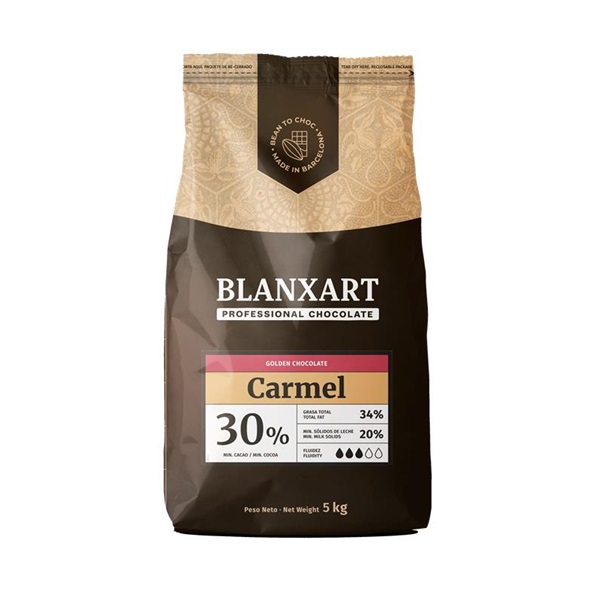 N-E FEHÉRCSOKOLÁDÉ BLANXART 30% CARMEL KARAMELLEL 5 KG