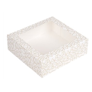 TORTADOBOZ ABLAKOS FEHÉR ARANY MINTÁVAL 30*30*8 CM IMP. 50 DB/CS